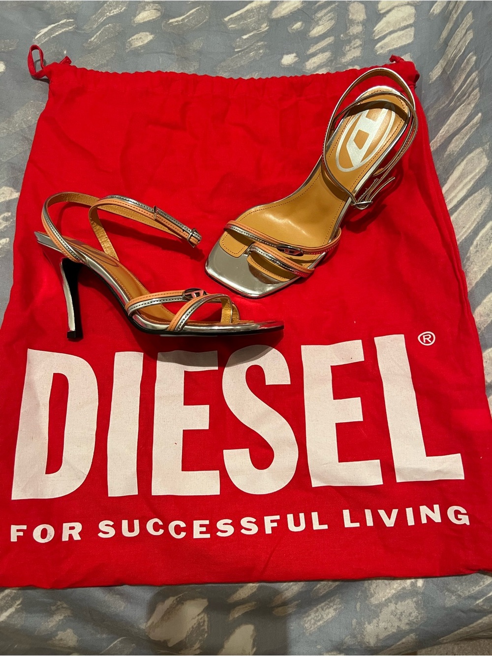 Diesel Silver Strappy High Heel Sandals